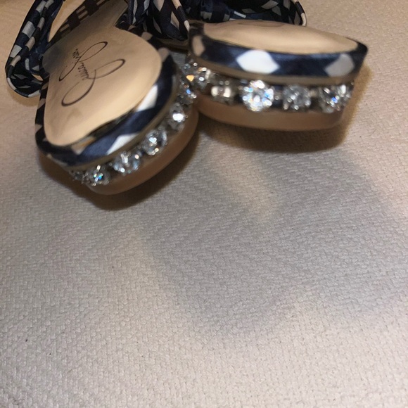 NWOT, Jessica Simpson Blue/White Slip-on Sandals, Size 7.5 Med/38 - Picture 7 of 13